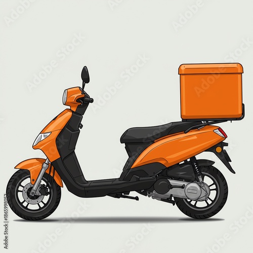 Orange scooter with delivery box