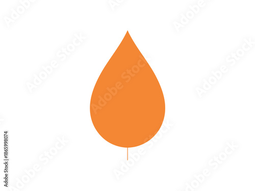 A simple orange teardrop shape on a white background