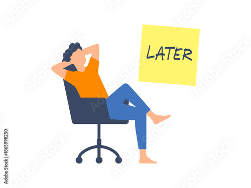 A man sitting in an office chair with his feet up, looking relaxed and procrastinating