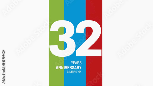 vector illustration of a gift box 32 Years Anniversary Logo Design – Modern Negative Space Multicolored Vector Illustration