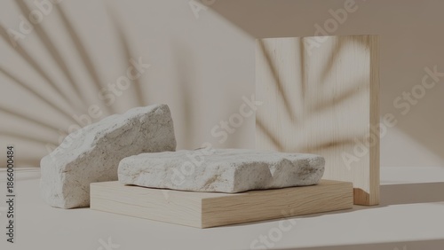 Natural stone and wood product podium