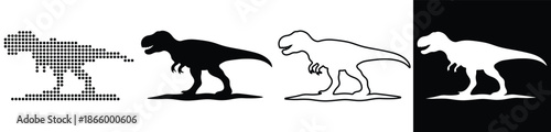 Diverse dinosaur silhouettes showcase evolution and artistic styles