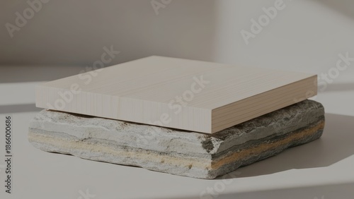 Natural stone and wood product podium