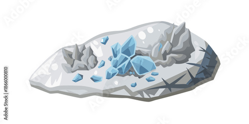 Illustration of crystals on a rock