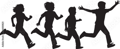 Children running silhouettes