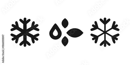 Snowflakes and water droplets