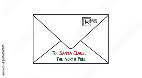 Letter to Santa Claus at the North Pole with a reindeer stamp.