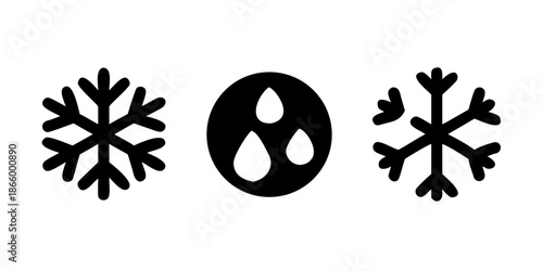 Snowflakes and water droplets