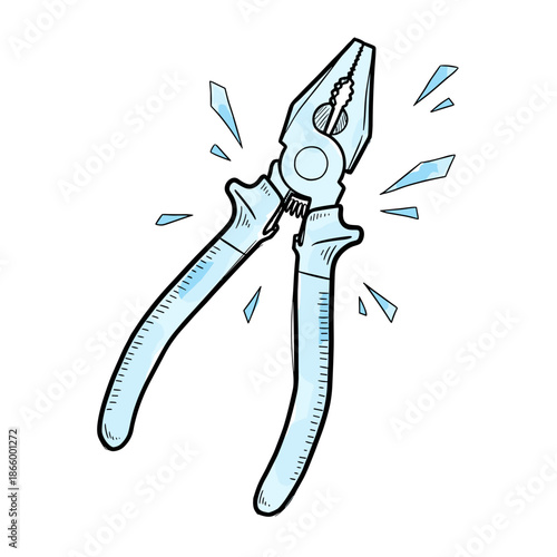 Pair of pliers with a shiny finish and sparkling effects  