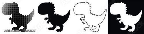 Four stylized dinosaur silhouettes showcasing different graphic styles