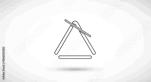 Simple Line Art Illustration of a Musical Triangle Instrument with Striker.
