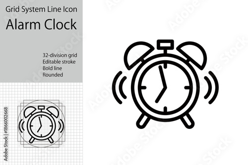 Alarm clock/timer icon, clock logo