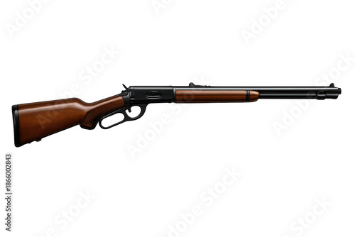 Lever-Action Rifle, Wood Stock, and transparent background isolated photo