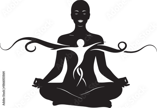 Silhouette of a meditating figure