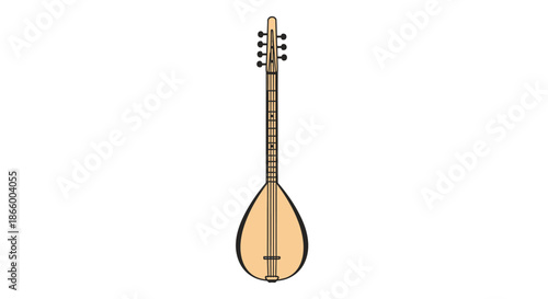 Traditional Turkish Saz Musical Instrument with Long Neck and Pear-Shaped Body.