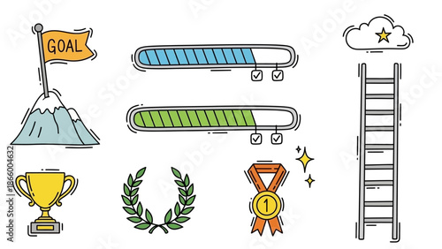 Achieving Success through Progress and Ambition Illustrated