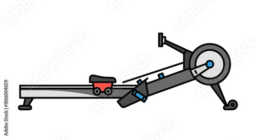 Modern Rowing Machine for Cardiovascular Exercise and Fitness Training.