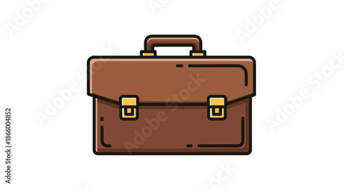 Brown Leather Briefcase with Gold Clasps and Handle.