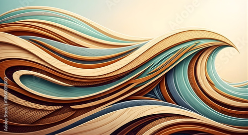 Layered Flowing Shapes in Warm Tones for Modern Design Background