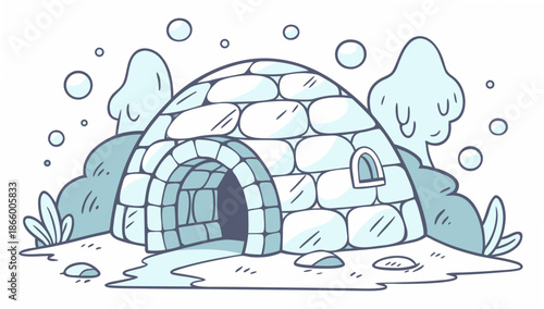 Icy igloo in a winter landscape