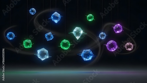 Wallpaper Mural Glowing orbs suspended in a dark environment with swirling motion and vibrant colors Torontodigital.ca