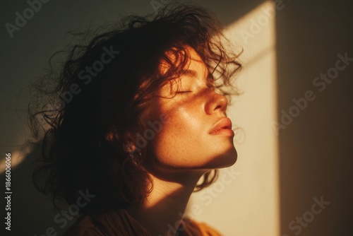 Portrait of a person with soft lighting against a plain background