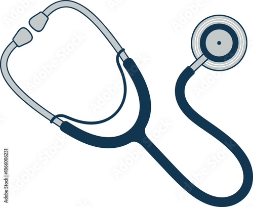Digital illustration of stethoscope symbolizing healthcare, medical diagnostics, patient care, and professional tools used in clinical practice.
