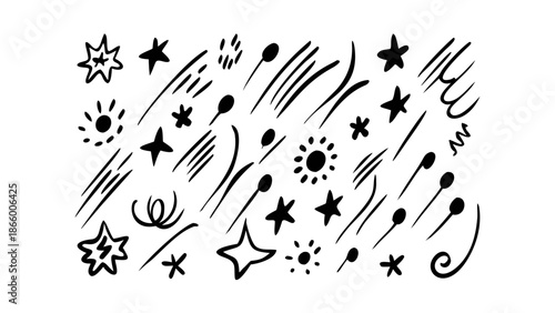 Abstract star and line drawing