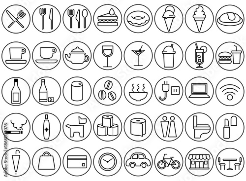 レストランやカフェ等の飲食店で使えるアイコン集