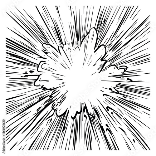 Hand drawn comic style illustration of a speed lines burst depicting energy and motion for graphic design