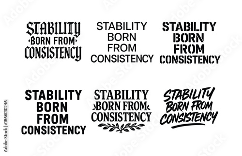 Harmonious Lettering Variations. Stability born from consistency. Set lettering. harmonious lettering variations of the same emblematic concept, each with