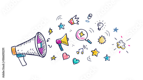 Creative announcement with megaphone