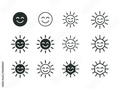 Timeless Smile Logos. Timeless smile. Icon set. Set Logo of timeless smile: radiant smile aura. harmonious logo variations of the same emblematic concept, each