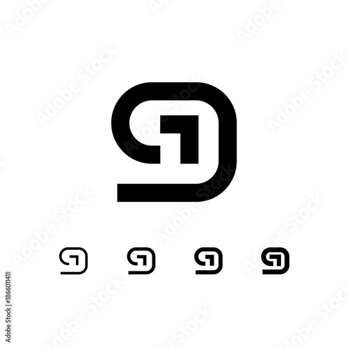 Number 9, digital numeral nine, including set of four different cyber numbers, vector illustration 10EPS