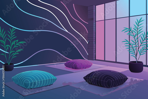 Breathwork Session Neon Wellness Room Back