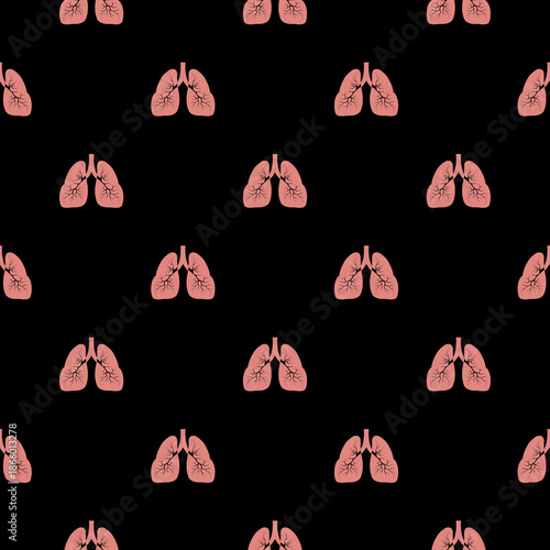 Lung human seamless pattern isolated on black background