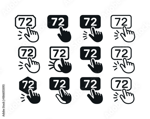 Thermostat Icon Variations. Adjusting the thermostat. Icon set. Set Logo of Thermostat adjustment: digital display. harmonious logo variations of the same