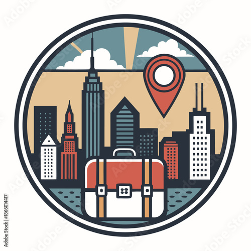 City Break Weekend Vintage Illustrati