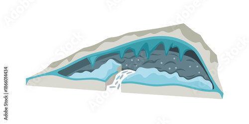 Cross-section of a glacier