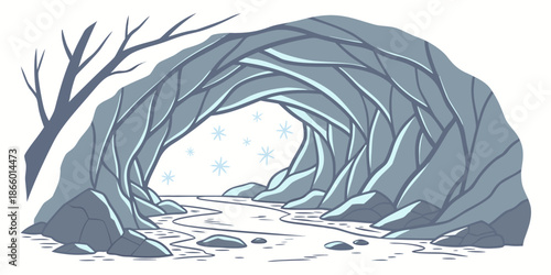 Winter cave illustration