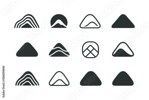 Hill Logo Variations. Hill. Icon set. Set Logo of Hill: hill contour lines. harmonious logo variations of the same emblematic concept, each with different