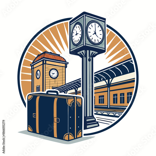 Classic Railway Station Holiday Illus