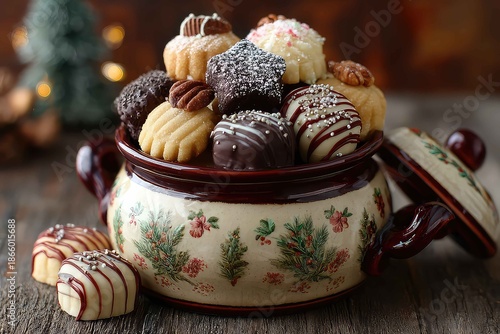 Festive Cookie Jar with Chocolate Dipped