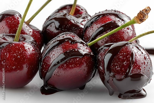 Fresh cherries dipped in dark chocolate