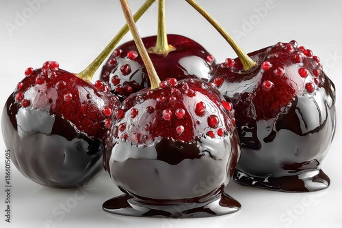 Fresh cherries dipped in dark chocolate