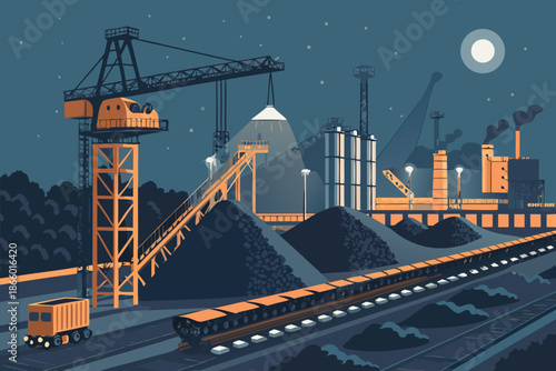 Coal Conveyor Yard Industrial Nightscape B