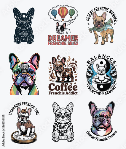 French Bulldog dog as lunar dreamer desert wanderer coffee addict and geometric soul Keywords