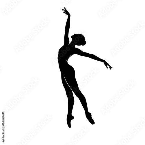 Elegant Silhouette of a Ballerina Dancing Gracefully in the Spotlight.