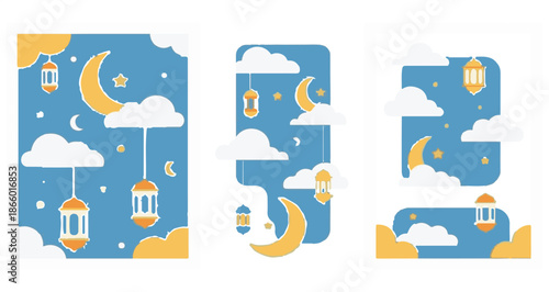 Vector illustration of a set of cartoon icons for children featuring a business puzzle game and summer city design signs as a creative symbol card set
