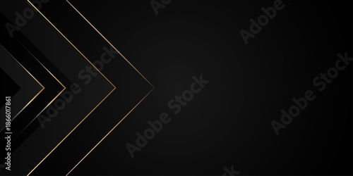 Modern black luxury background with golden line. Presentation black design vector templates. Luxury and elegant. Premium style direction design for poster, cover, print, artwork. Vector illustration. 